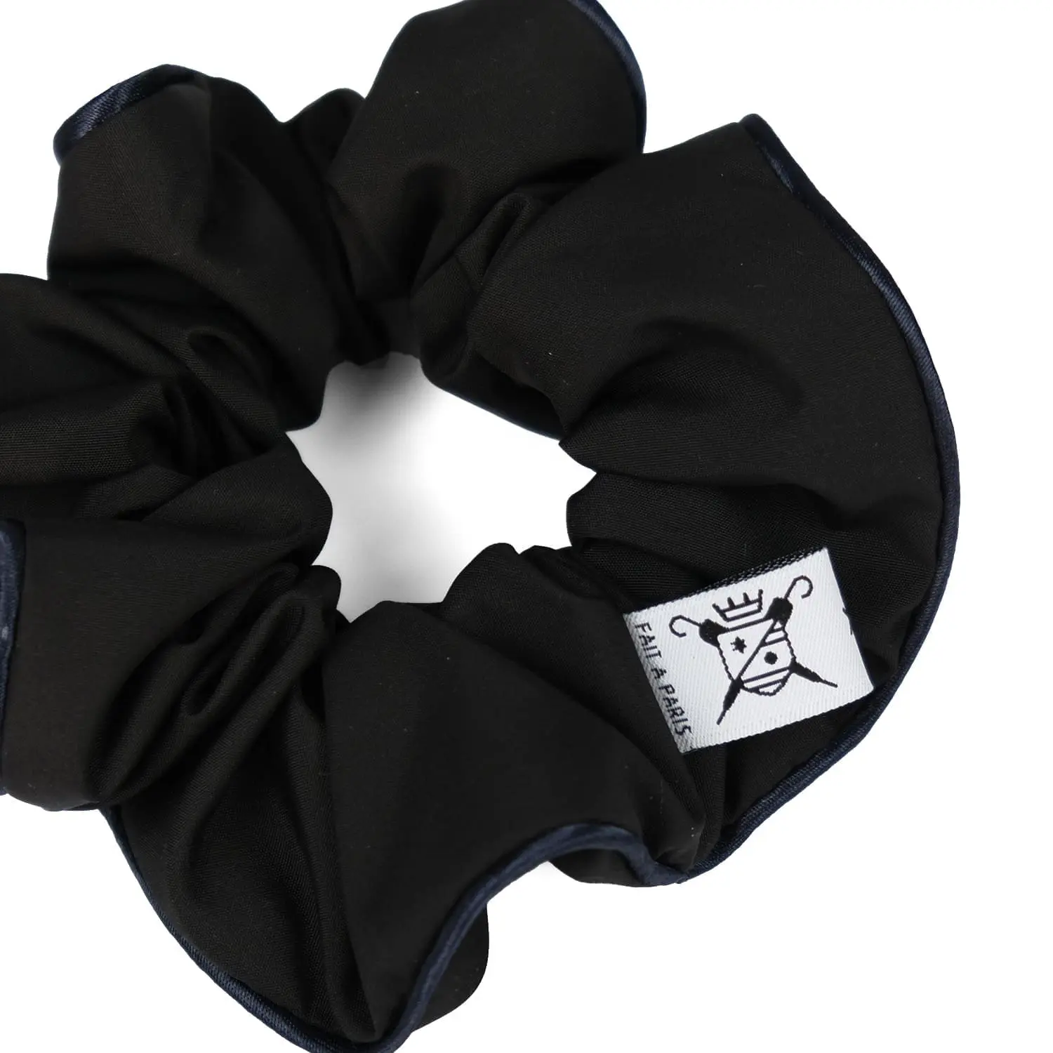 Upcycled black scrunchie -Le Parapluie de Cherbourg- Atelier Boivin Paris