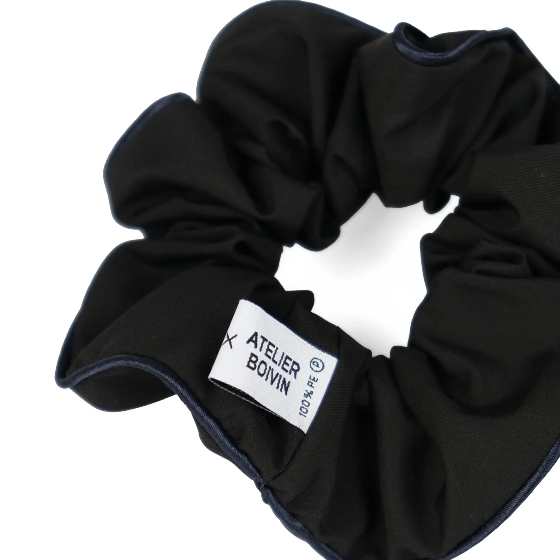Upcycled black scrunchie -Le Parapluie de Cherbourg- Atelier Boivin Paris