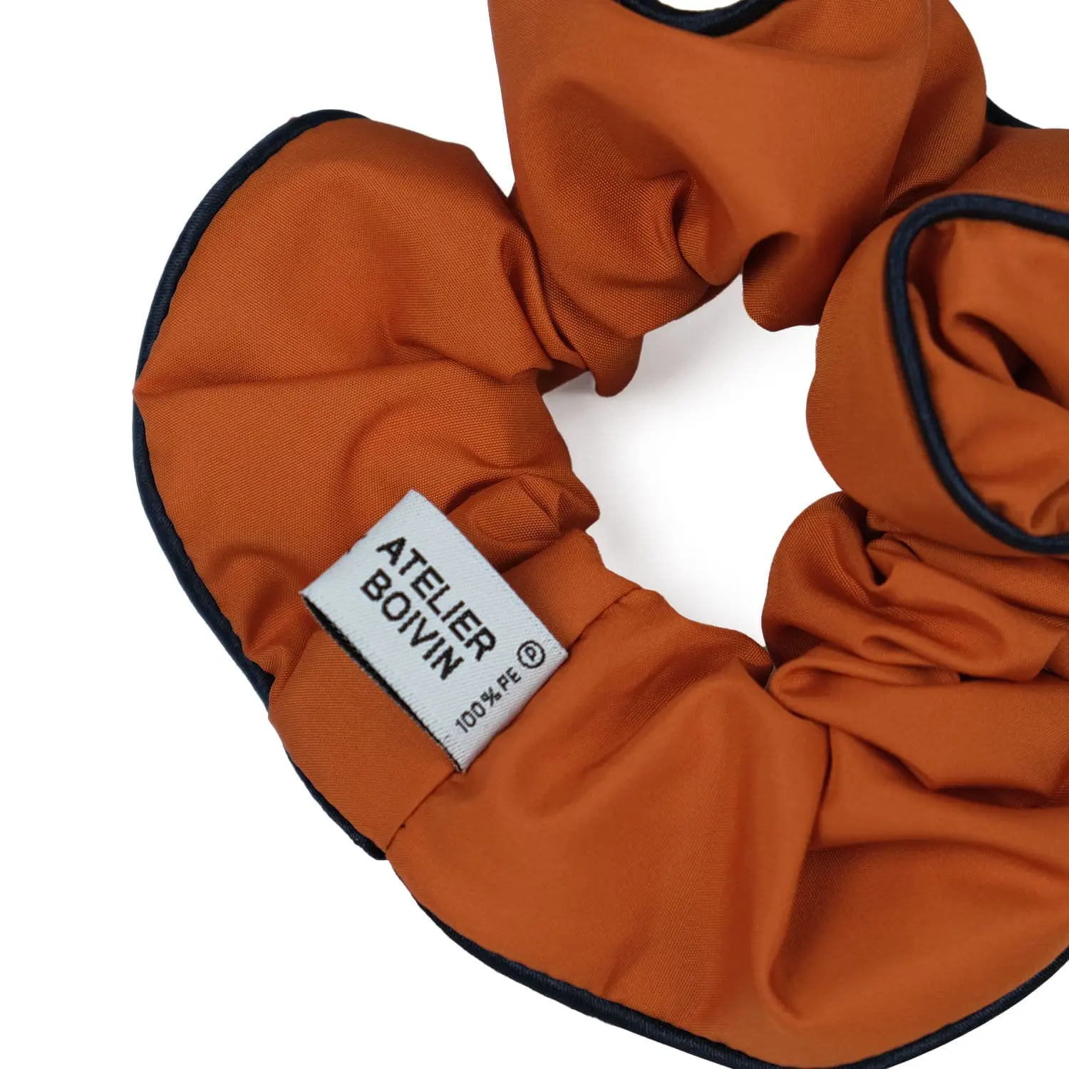 chouchou-upcyclé-orange-Le Parapluie de Cherbourg-Atelier Boivin Paris