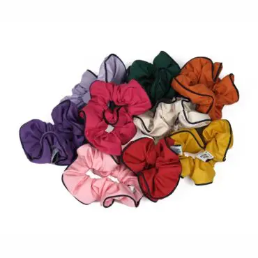 Upcycled scrunchie Le Parapluie de Cherbourg in collaboration with Atelier Boivin Paris