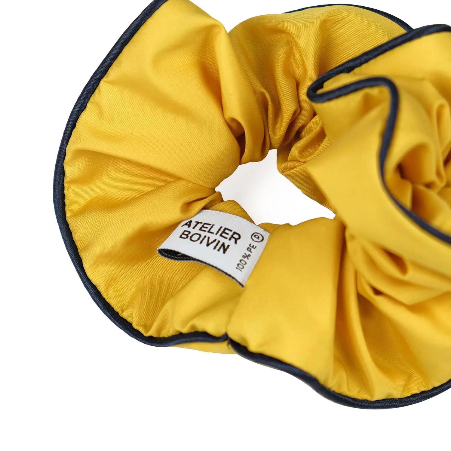 chouchou-upcyclé-jaune-Le Parapluie de Cherbourg-Atelier Boivin Paris