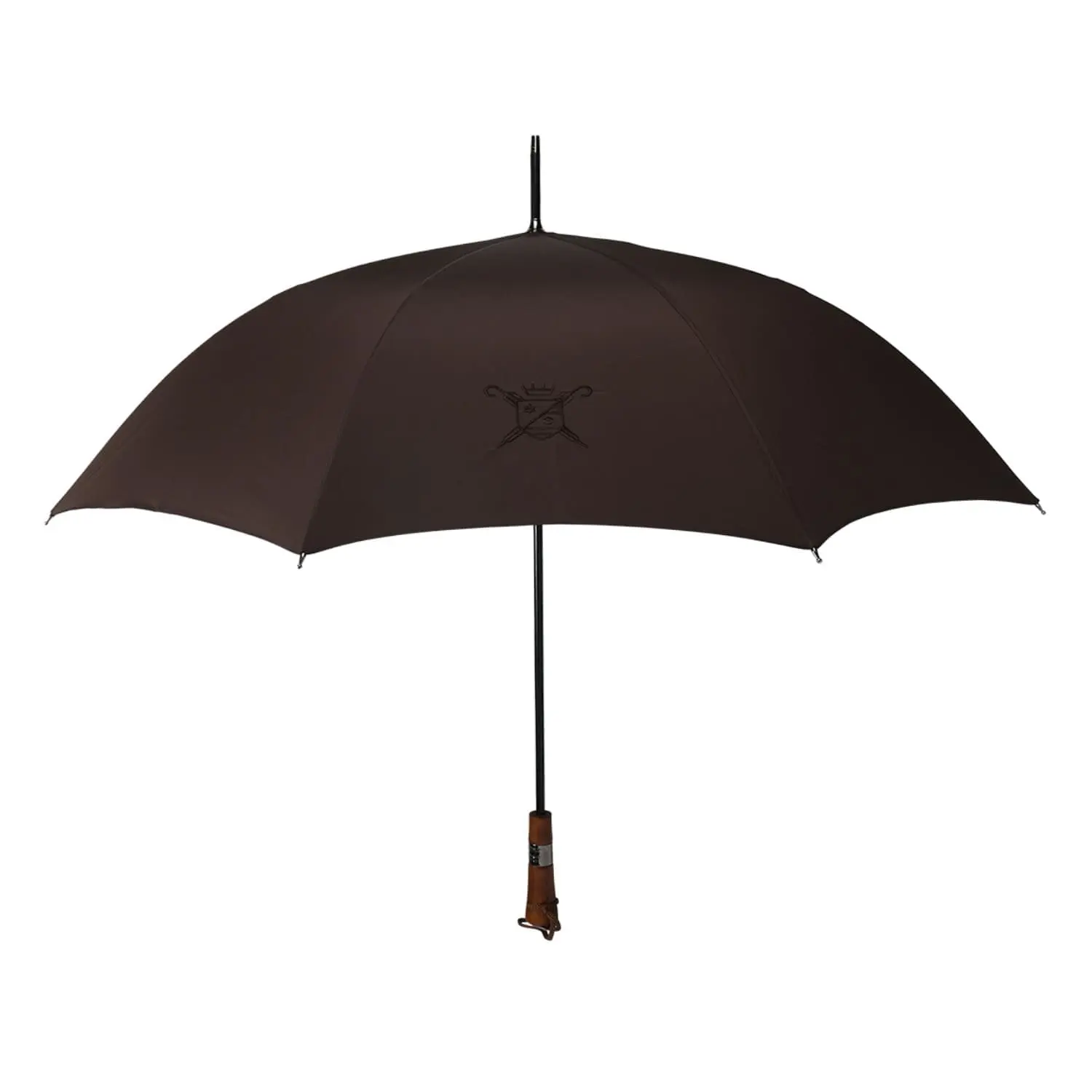 parapluie-antibourrasque-brun-ouvert-poignee-droite parapluie brun antibourrasque ouvert poignée droite