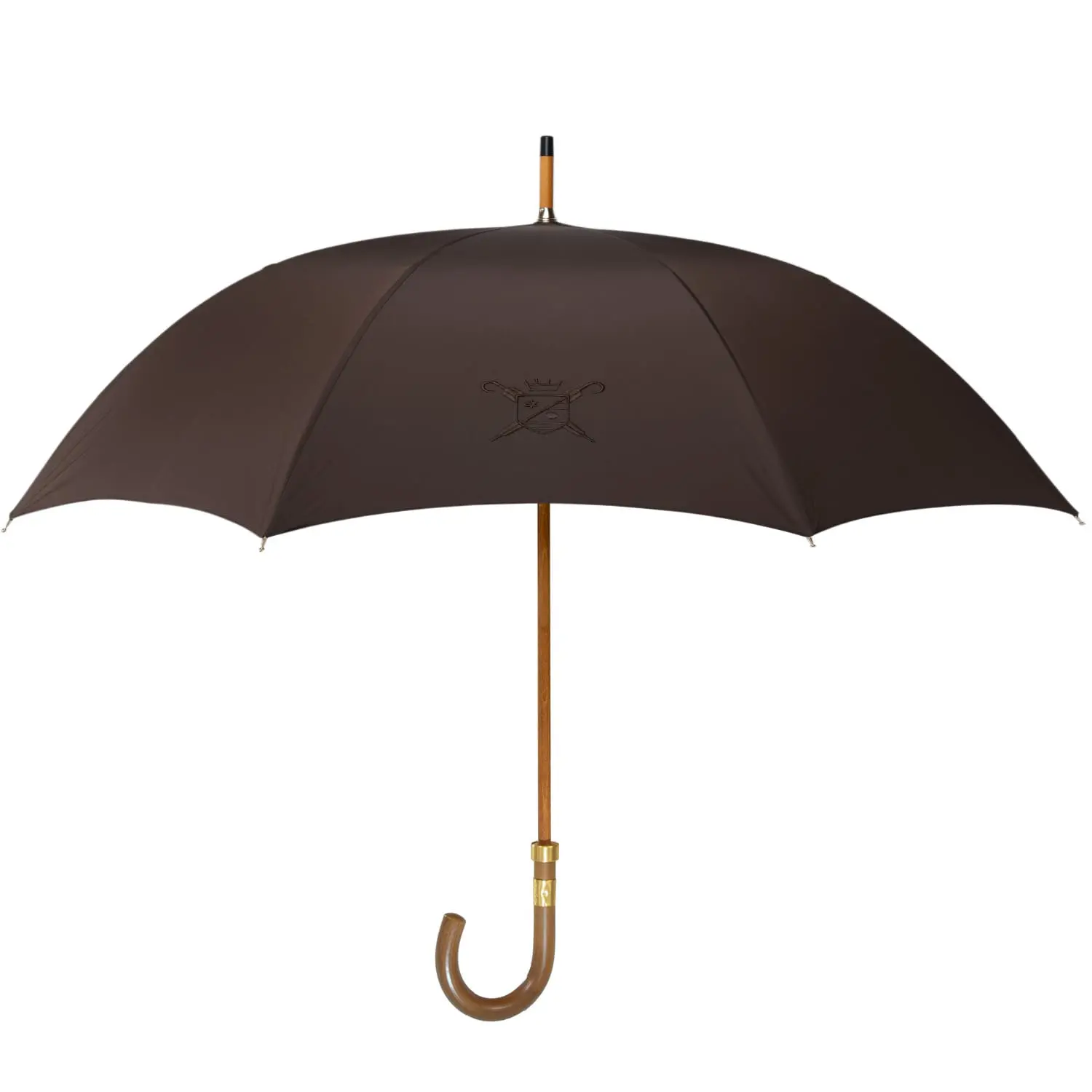 umbrella-milady-brown-open-curved-handle le milady umbrella open