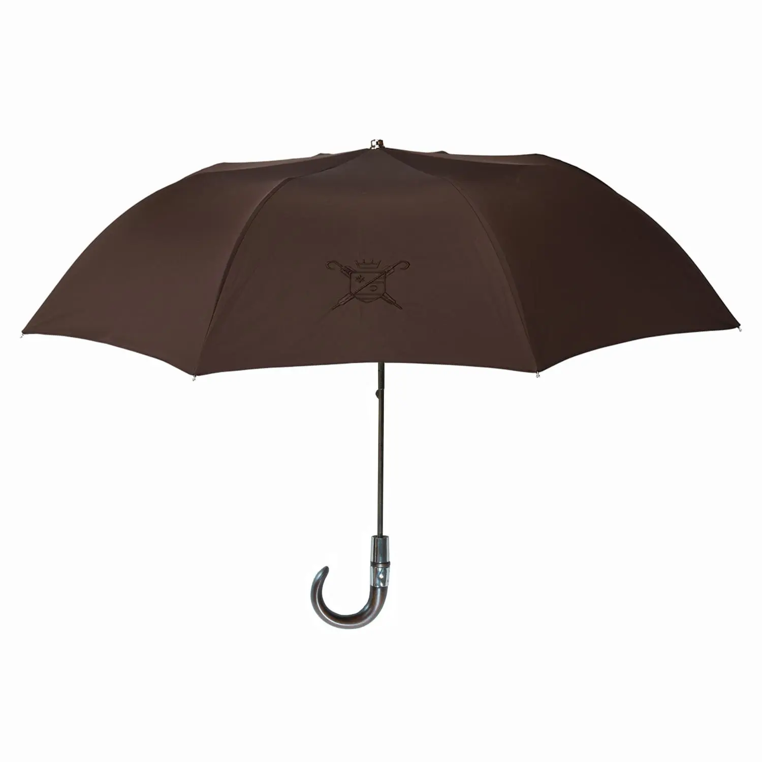 parapluie-voyageur-brun-ouvert-poignee-courbe2 parapluie le voyageur brun poignée courbe