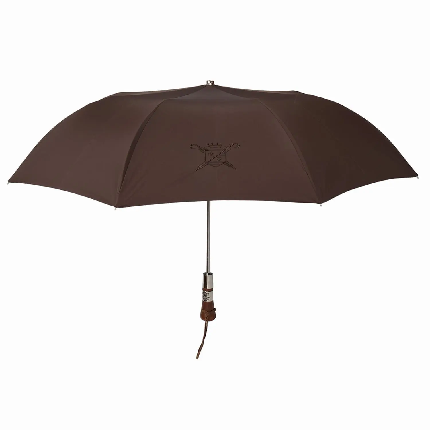 parapluie-voyageur-brun-ouvert-poignee-droite parapluie le voyageur brun ouvert poignée droite