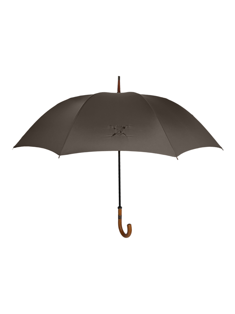  Le Palace open brown umbrella with curved handle Le Parapluie de Cherbourg