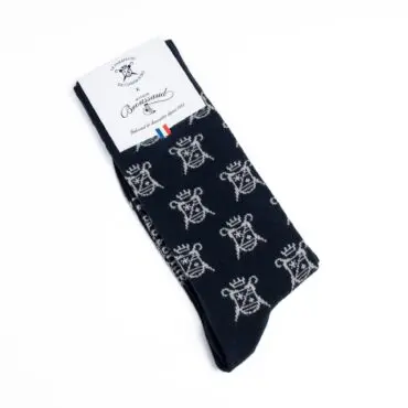 Navy sock with gray details 1
