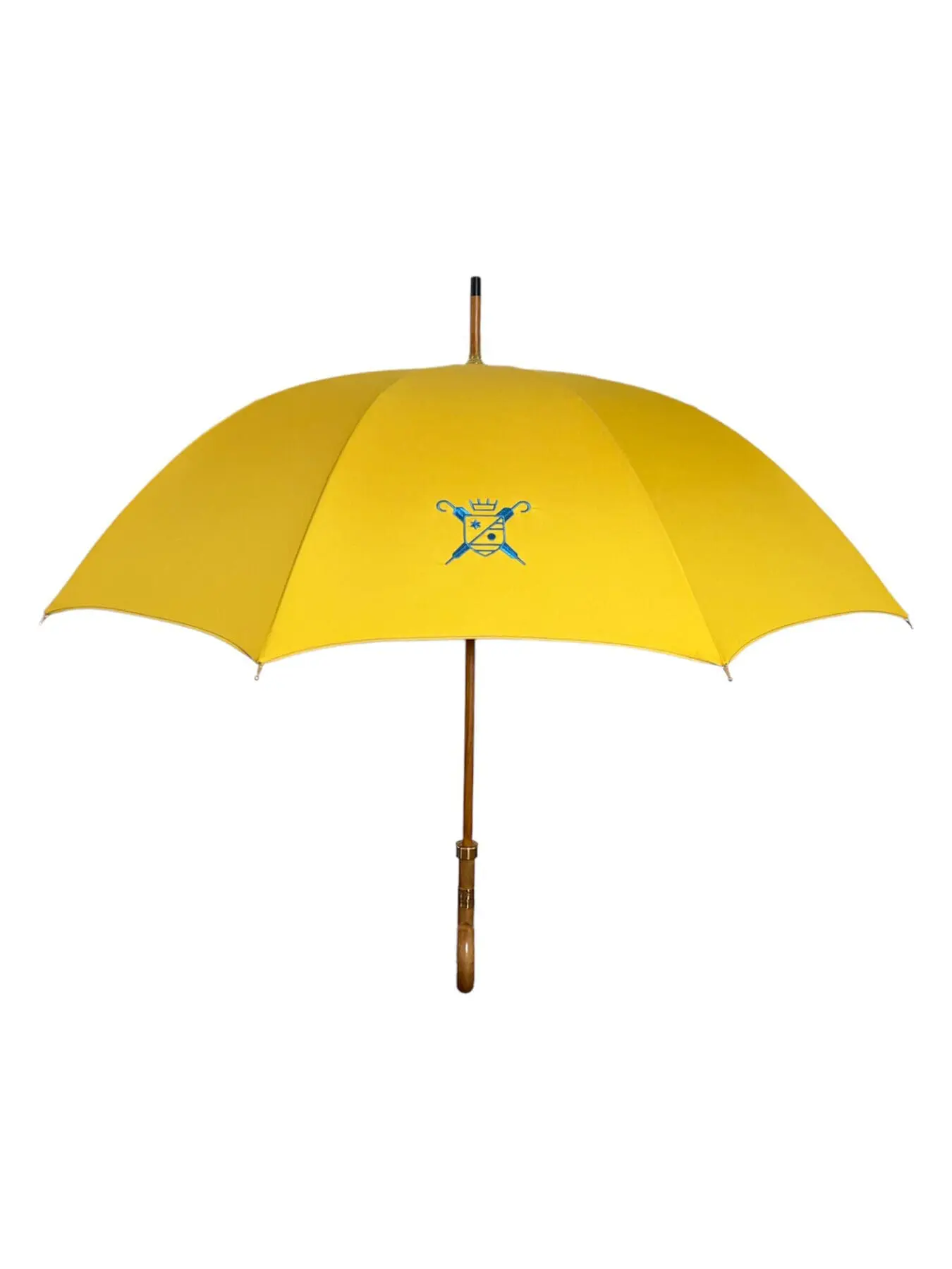 Cobalt on Yellow Straight Open Umbrella