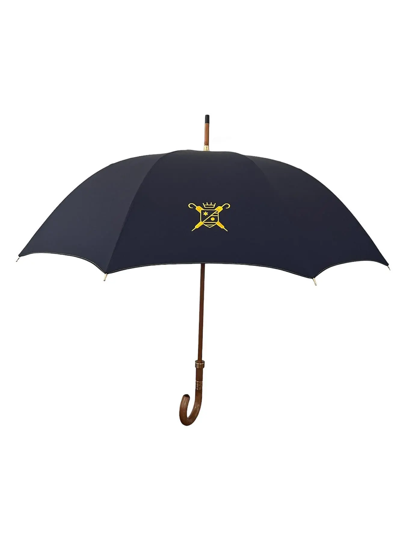 Yellow on Navy Straight Open Umbrella