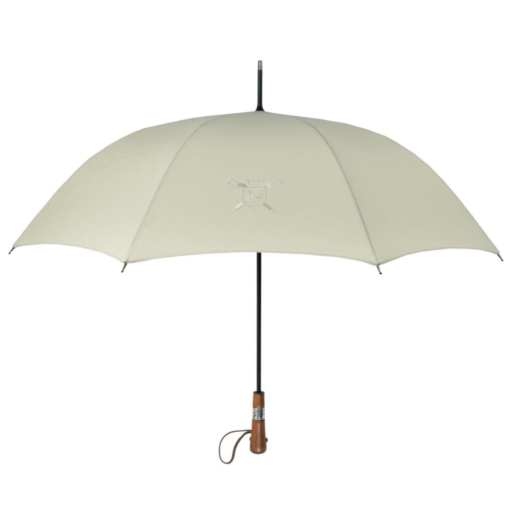 parapluie antibourrasque poignée droite couleur ecru ouvert