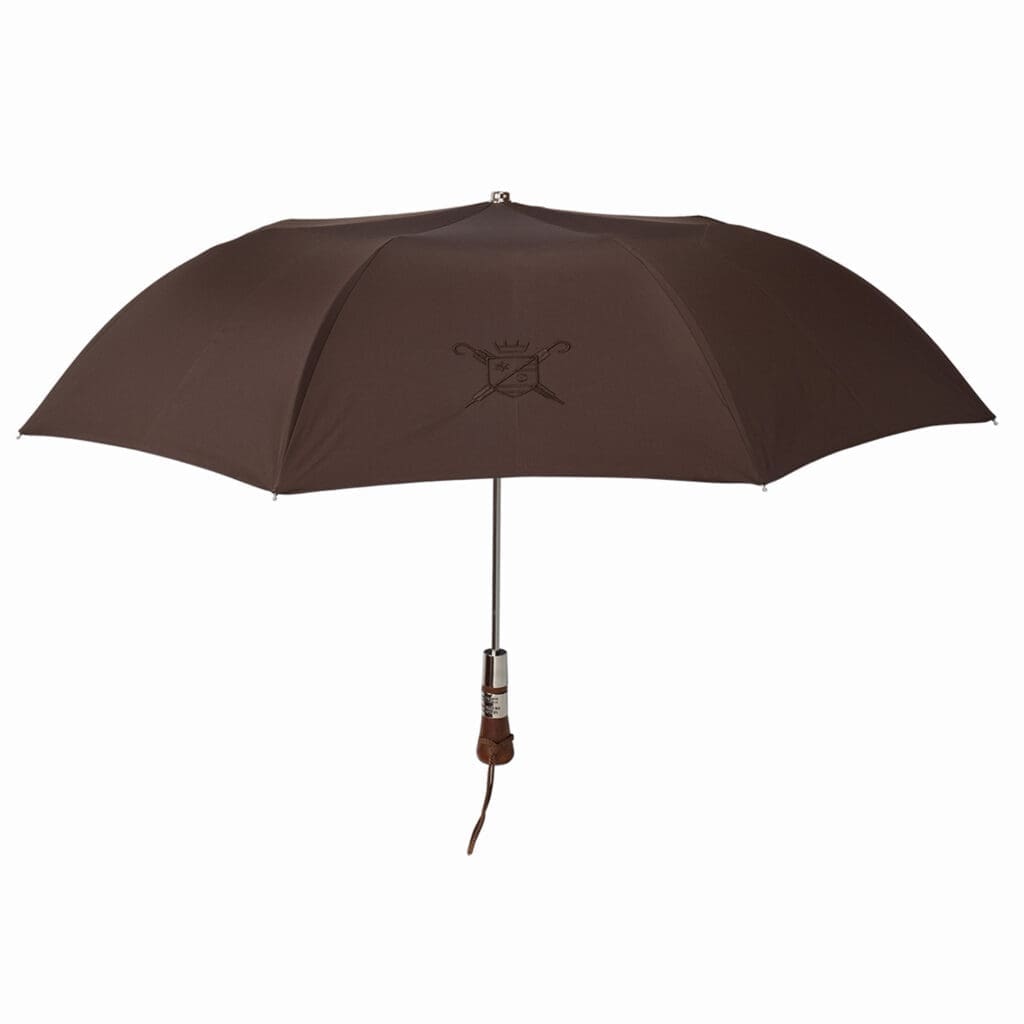 parapluie le voyageur brun ouvert poignée droite