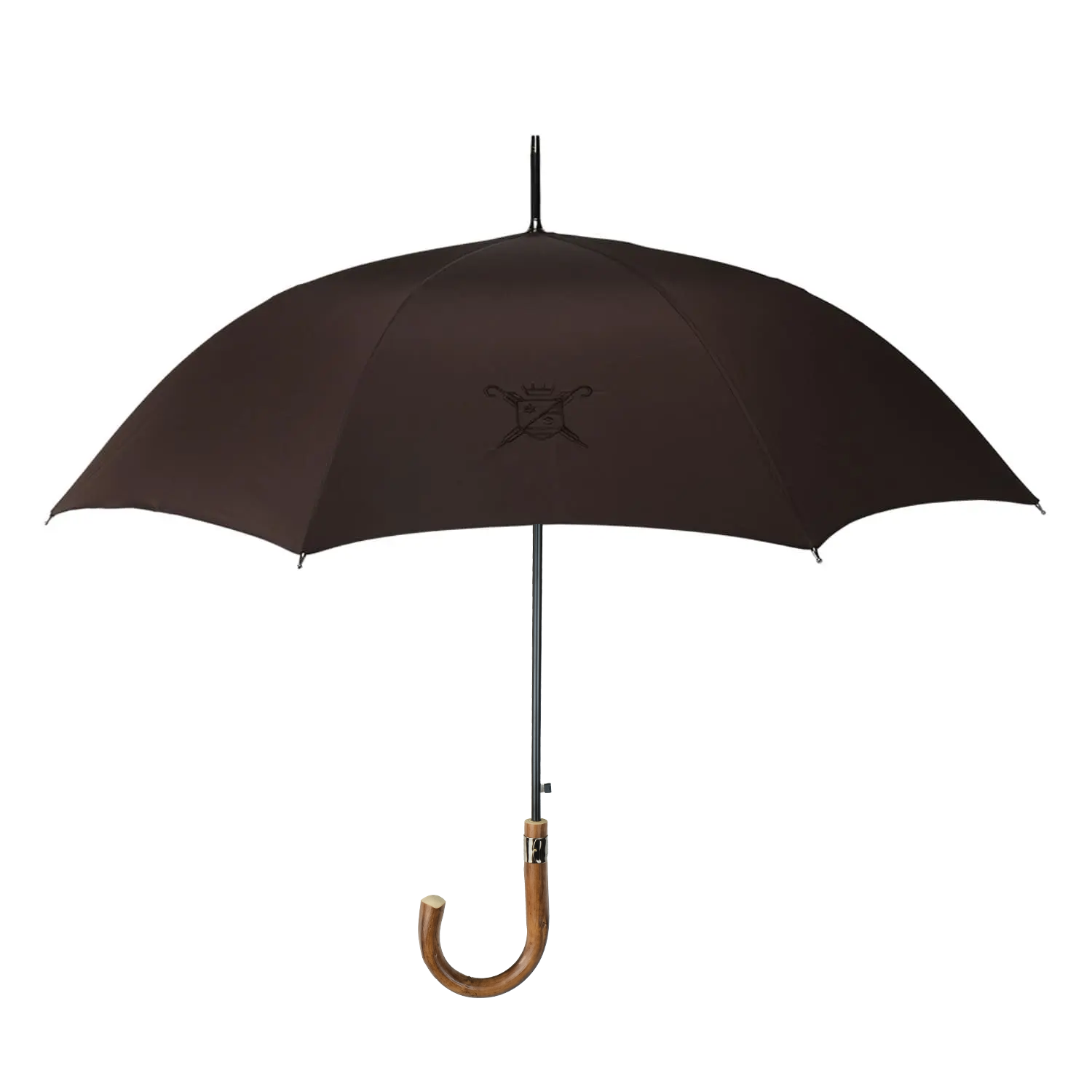 Parapluie Antibourrasque Brun Ouvert Poignee Courbe.jpg
